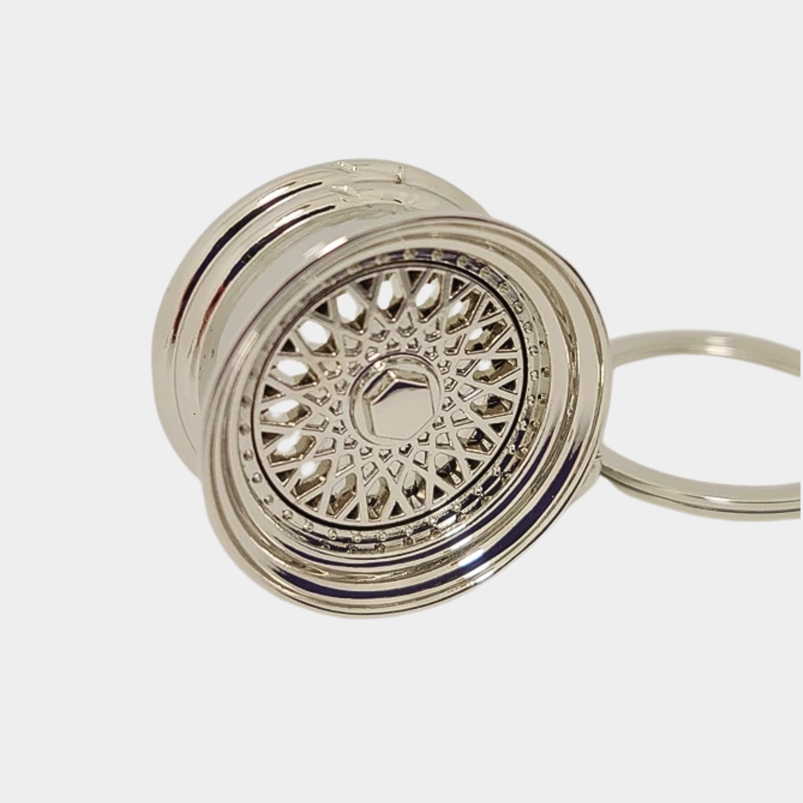 Schlüsselanhänger Classic Design Mehrspeichen Felge in Chrom
